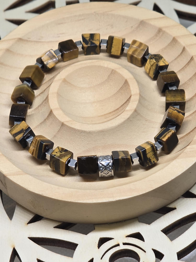 Bracelet Œil de tigre carré 1 cm 