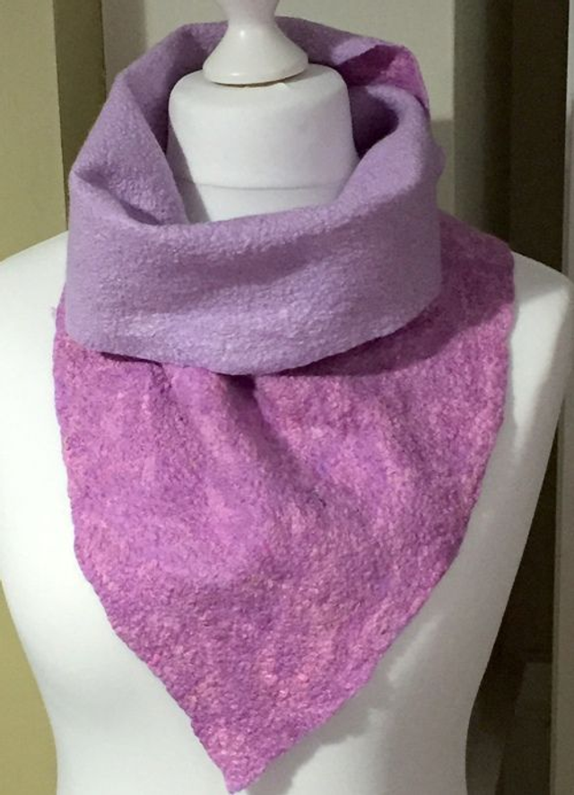 Fine Felted Triangle Scarf in Pink