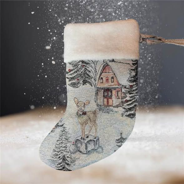 Chaussette de Noël en Toile Fil Doré
