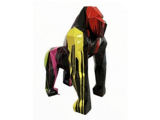 SCULPTURE GORILLE MULTICOULEURS EN RESINE 135 CM - NOIR MULTICOLORE 