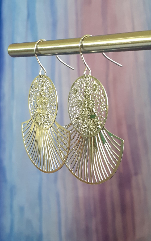 Jinkgo Boucles d'oreilles métal argenté, motif floral et feuille de Jinkgo Biloba