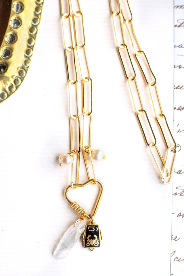 Collier Signe du Cancer et Cristal de Quartz