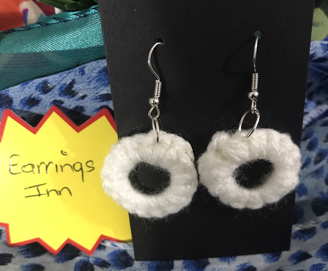 White Plain Crochet Dangling Earrings - PCOD09