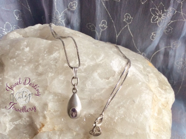 Vintage  Kit Heath Amethyst Sterling Silver Pendant Necklace