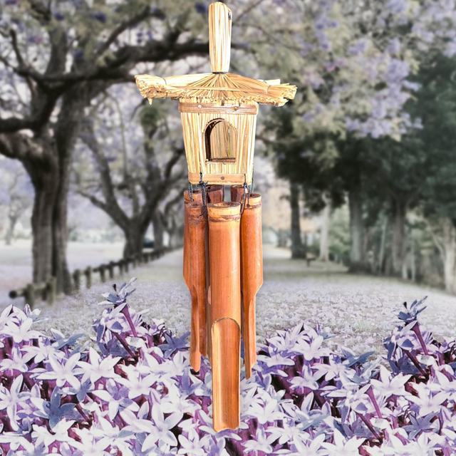 Carillon à vent nichoir carré en paille