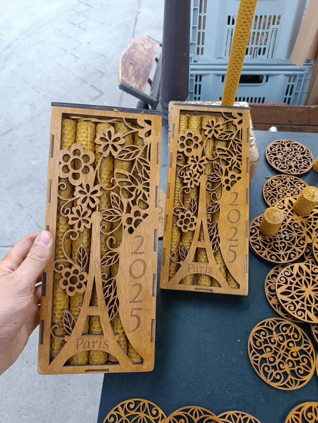 Coffret 5 chandelles en cire d'abeille Paris 