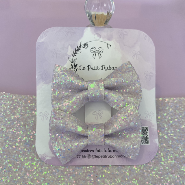 Petites barrettes pailletée lilas 
