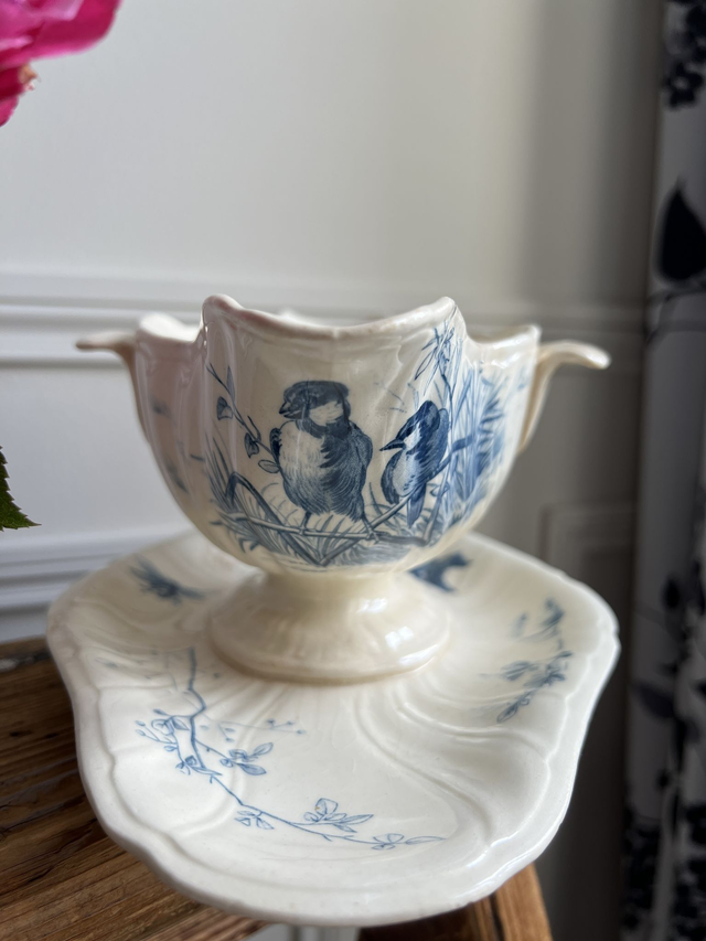 OISEAUX - Saucière aux Oiseaux de la manufacture de Gien - Terre de Fer