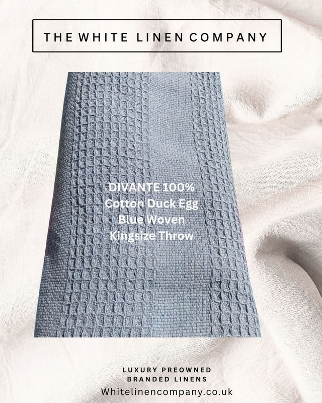 Divante Duck Egg Blue Cotton Tassle Woven Blanket Throw - Kingsize