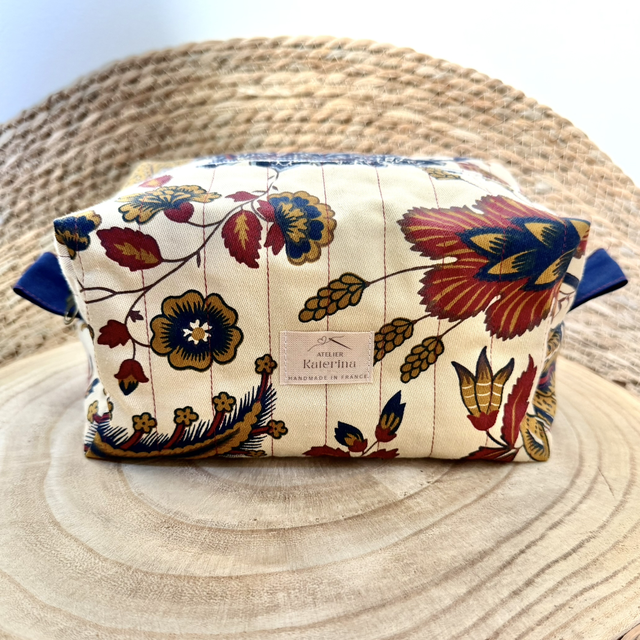 Trousse de toilette - tissu vintage - modèle unique 