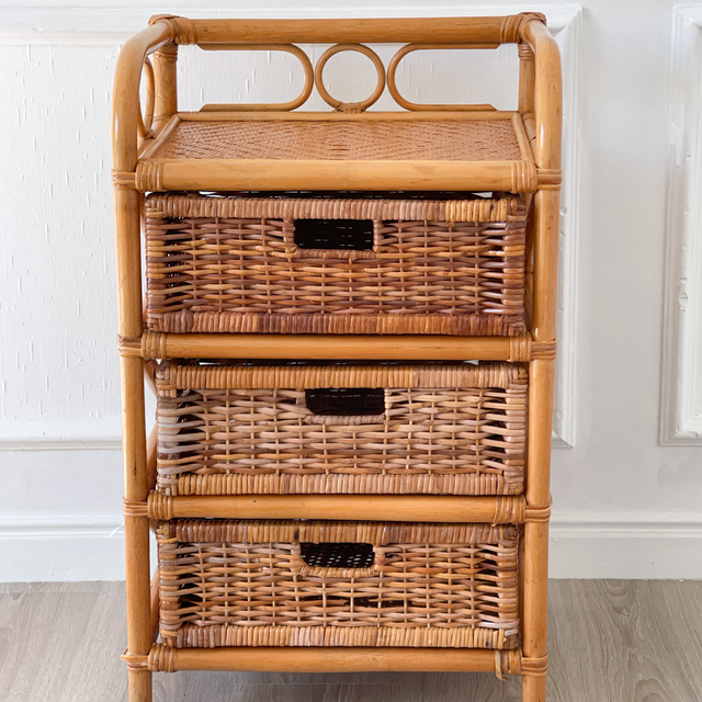 Petit meuble de rangement en rotin & osier 