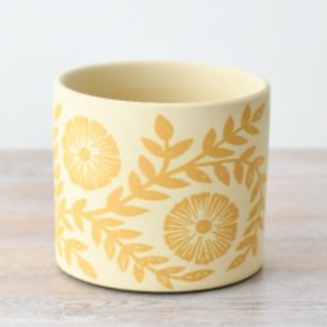 Yellow Flower and Leaf Planter