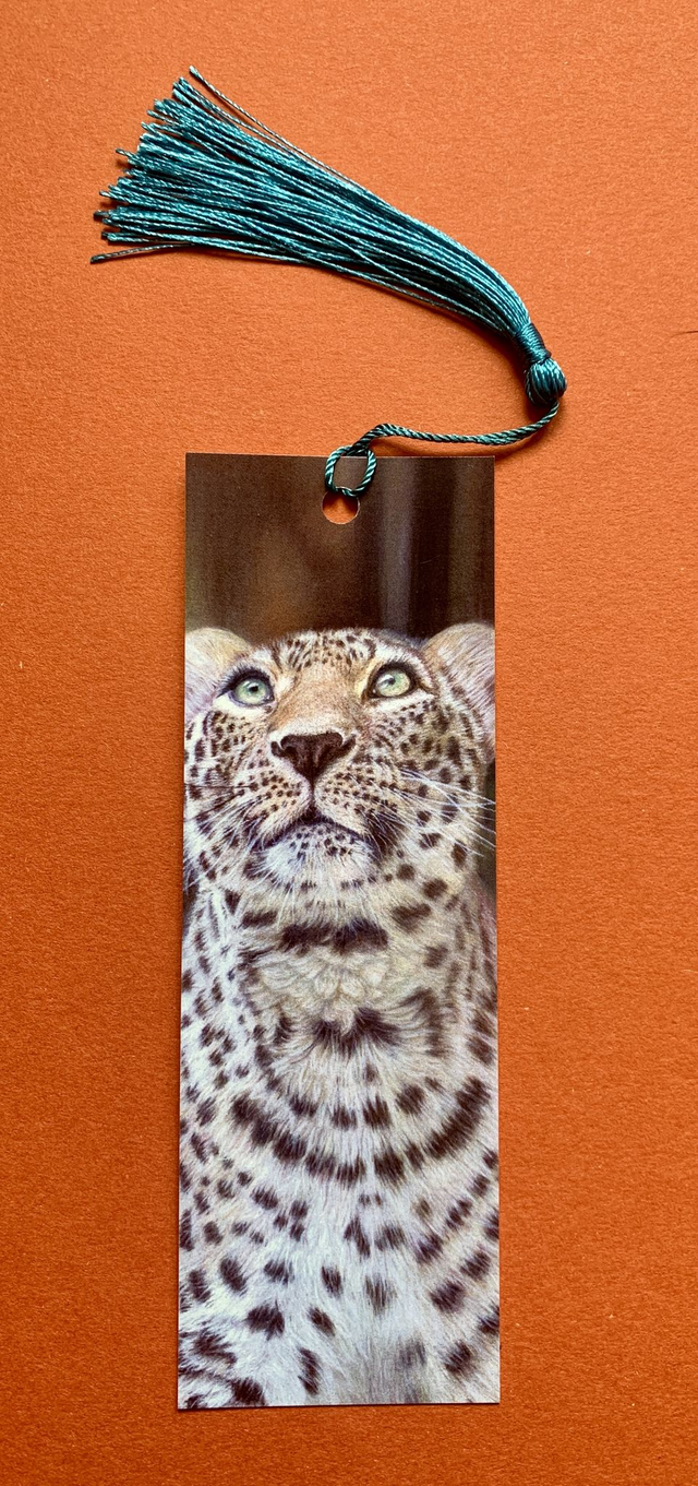 Bookmark - Leopard -  with tassel (random colour thread)