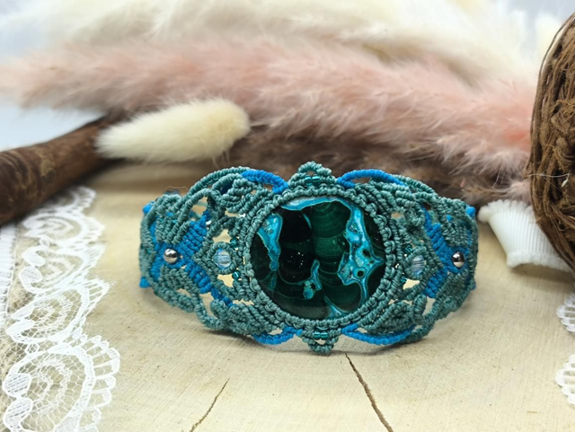 Bracelet bicolore vert/bleu malachite chrysocolle 