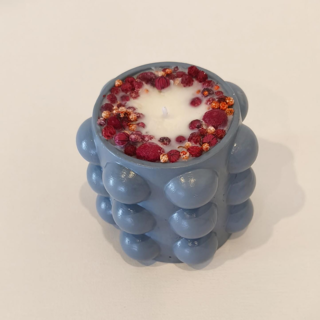 ✨ Bougie artisanale &quot;Bulbeuse&quot; en cire de soja – fleurs séchées &amp; contenant fait main ✨