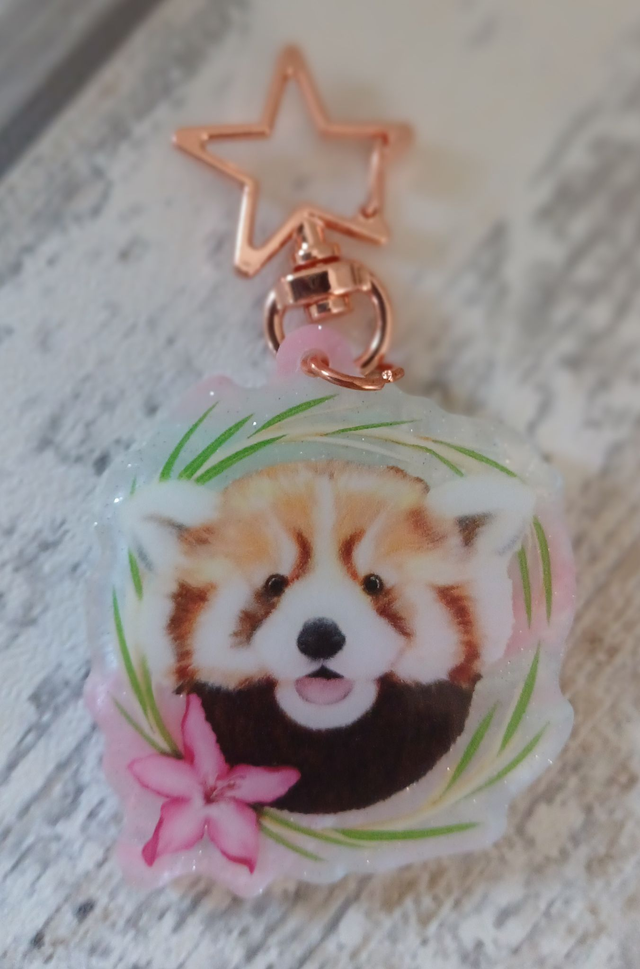 Red panda acrylic key ring 