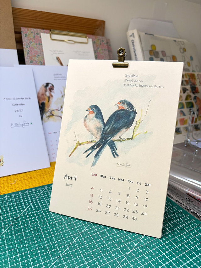 Calendar 2027 A year of Garden Birds_Cream paper