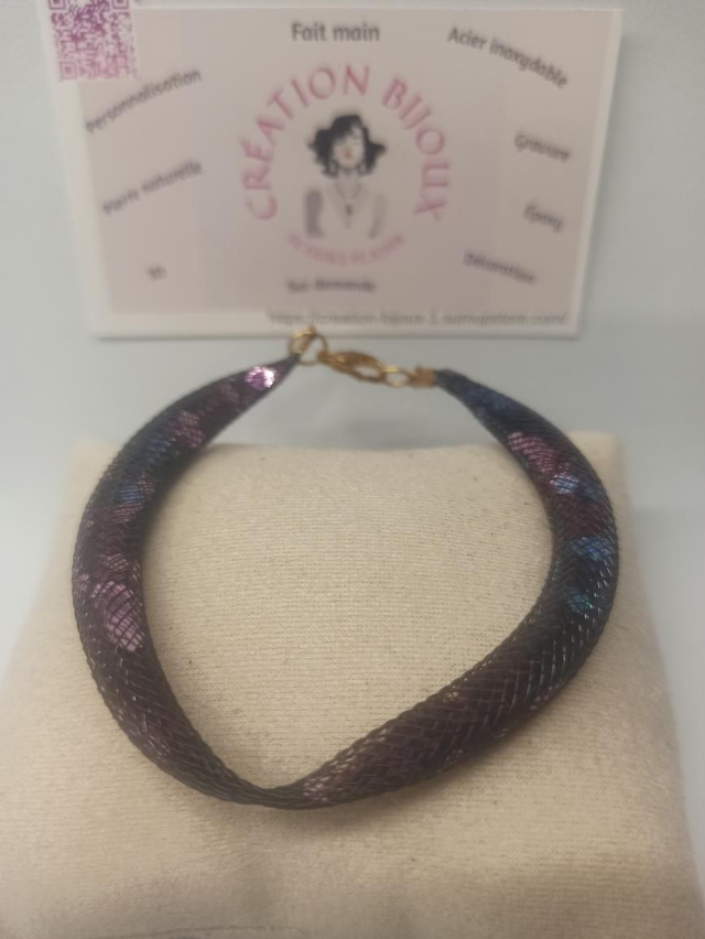 Bracelet paillettes rose et bleu 