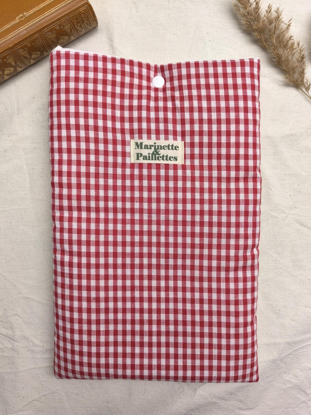 Pochette à livre broché - vichy rouge