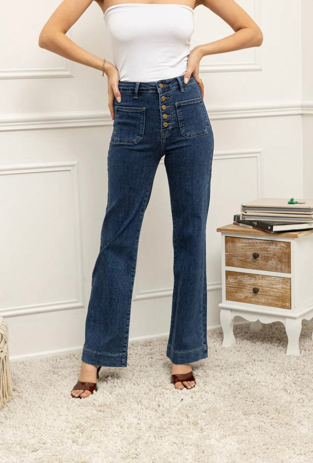 Wide leg jeans met zakjes