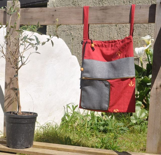 Sac extensible "orange - rouge"