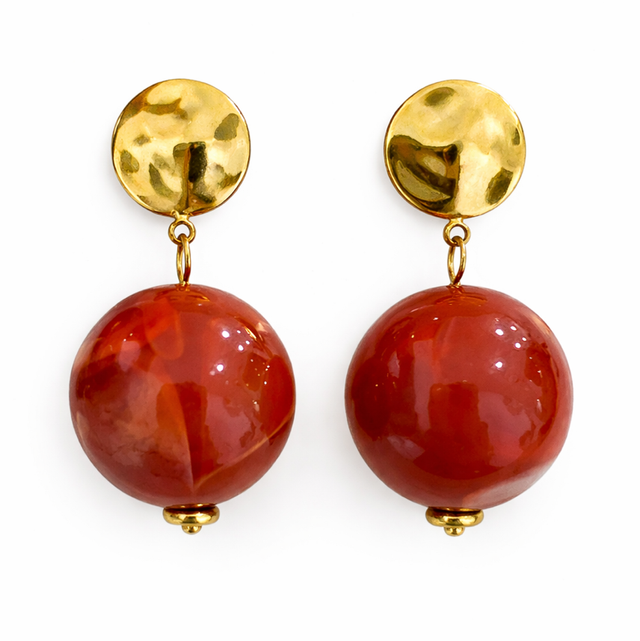 Pendientes acero dorado Maxi esfera fuego 