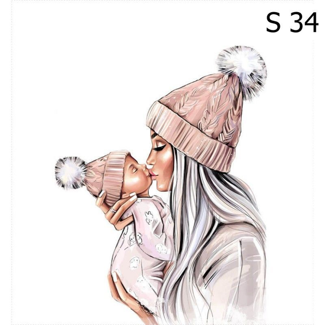 Panneau maman et bébé en simili 46x49cm 