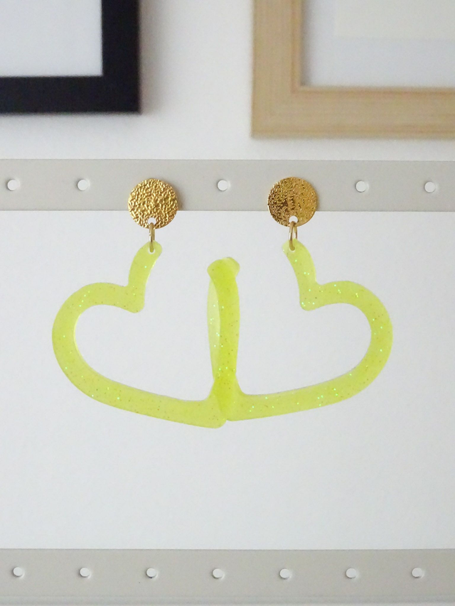 Fin coeur : Jaune paillettes