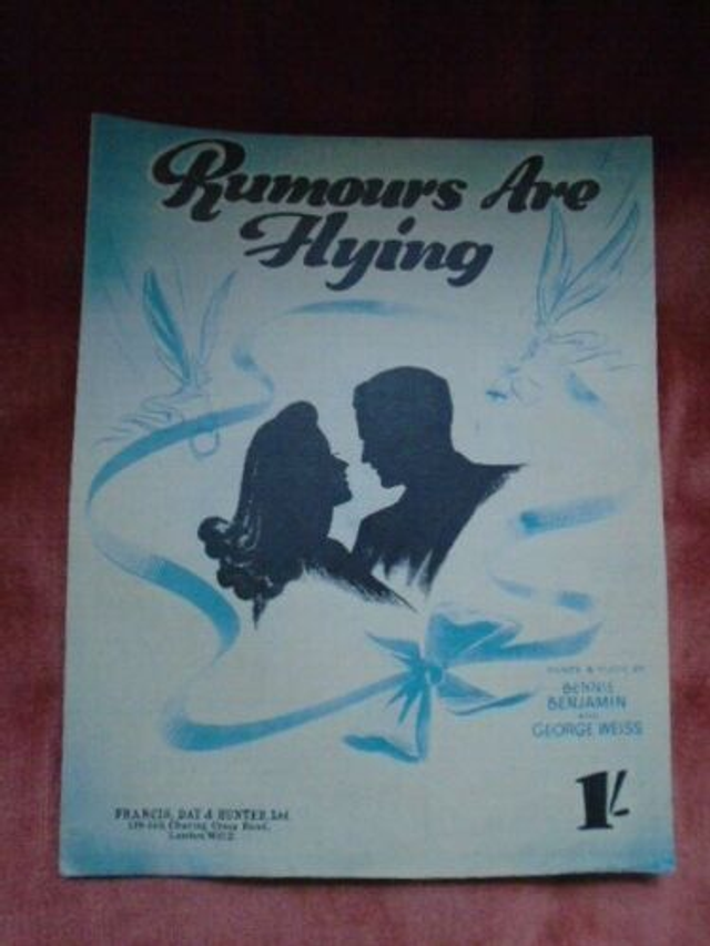  Rumours are Flying Sheet Music Bennie Benjamin and George Weiss