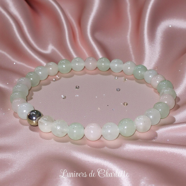 Bracelet "Eczéma, psoriasis" - Aventurine, jade, quartz rose - REF15