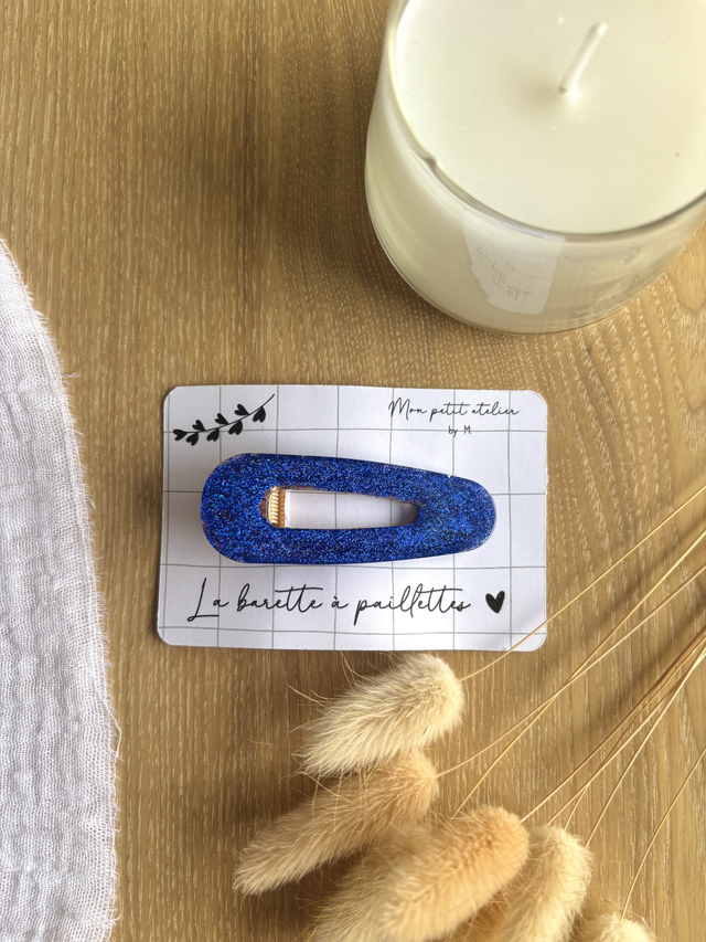 La barette à paillettes - Bleu électrique