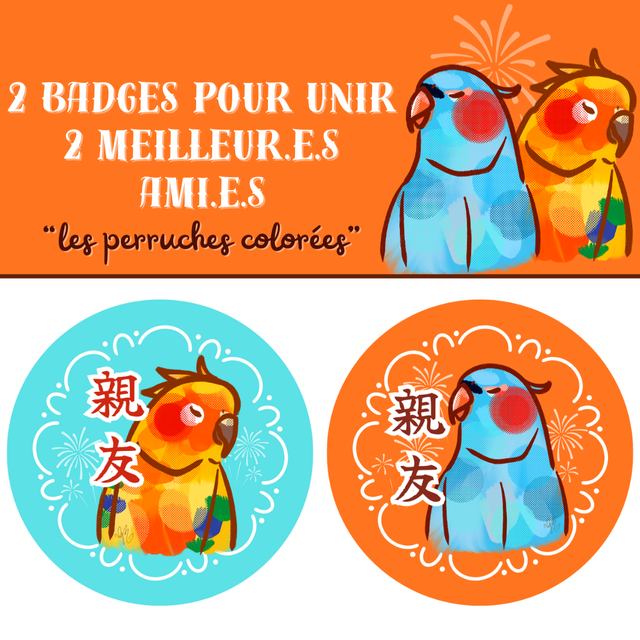 Badges assortis 37mm "Pour unir 2 meilleur.e.s  ami.e.s"   