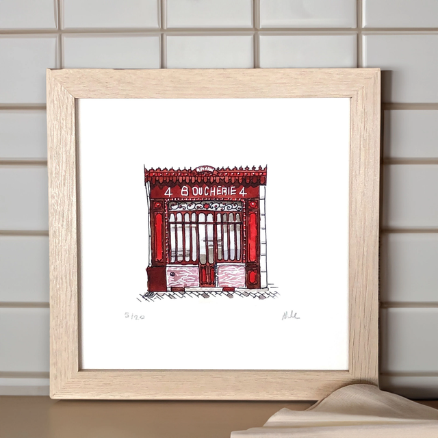 Rustic Butcher Shop Art Print, Chartres, France - Perfect Gift for BBQ Enthusiasts