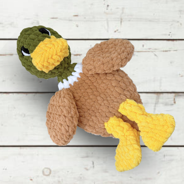 Crochet Snuggler Mallard Duck, ukca tested