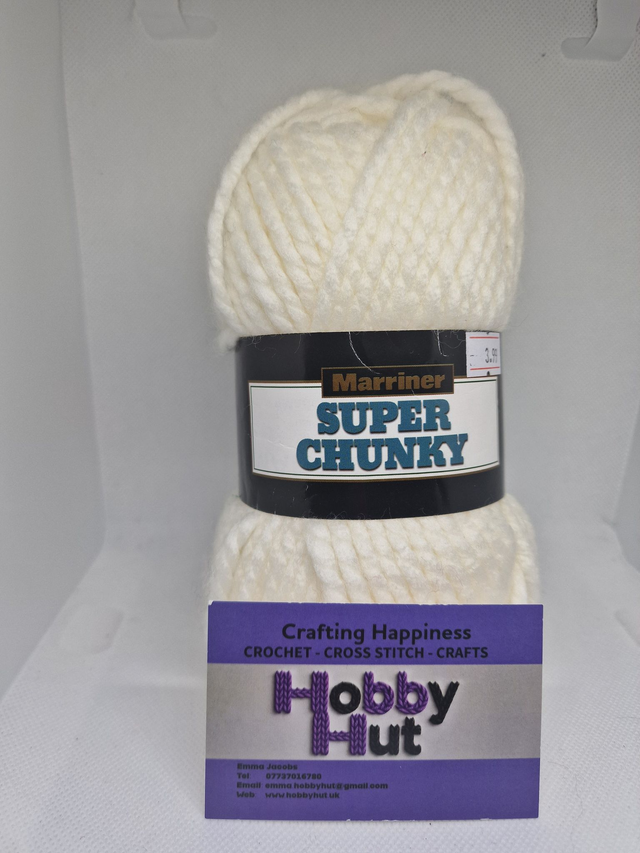 Marriner Super Chunky White Yarn 100g