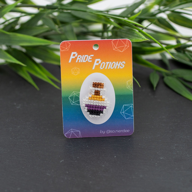 Nonbinary Potion – Cross-Stitch Pin 