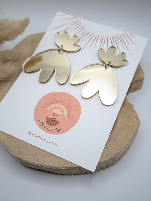 Boucles d'oreilles dorées effet miroir en plexi