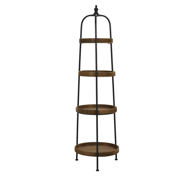 Etagere 4 laags Ø48x167 cm KARSON hout+zwart