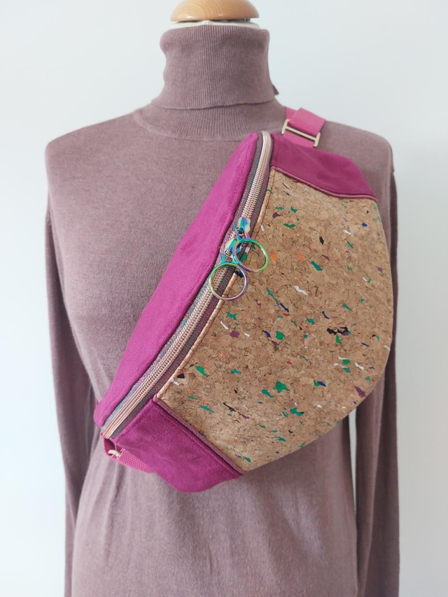 Sac banane en tissu liège et suédine 