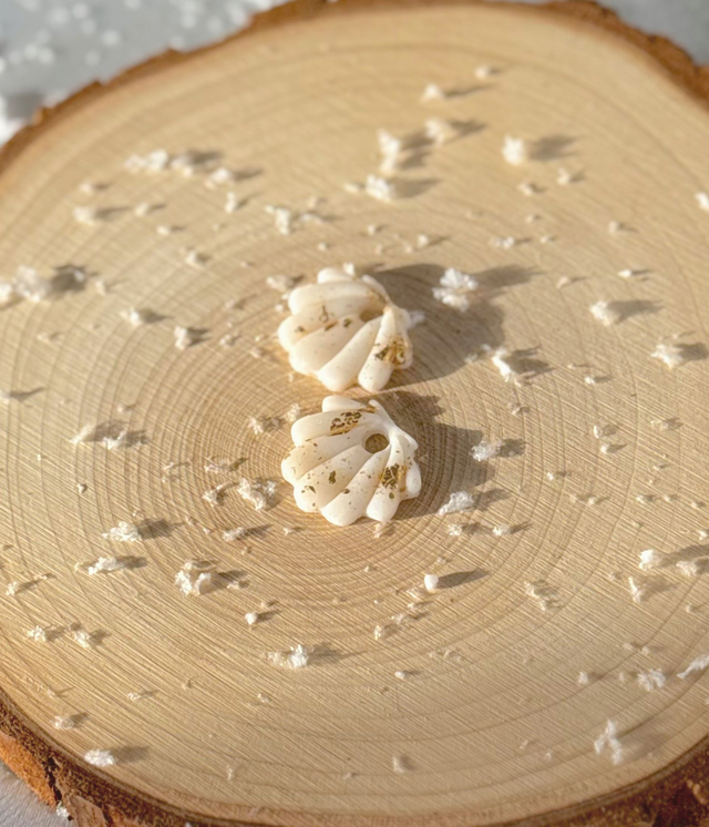 Pampilles coquillage (blanc & or)