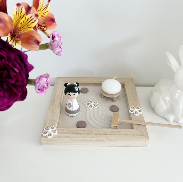 Jardin zen d'intérieur kokeshi "white"