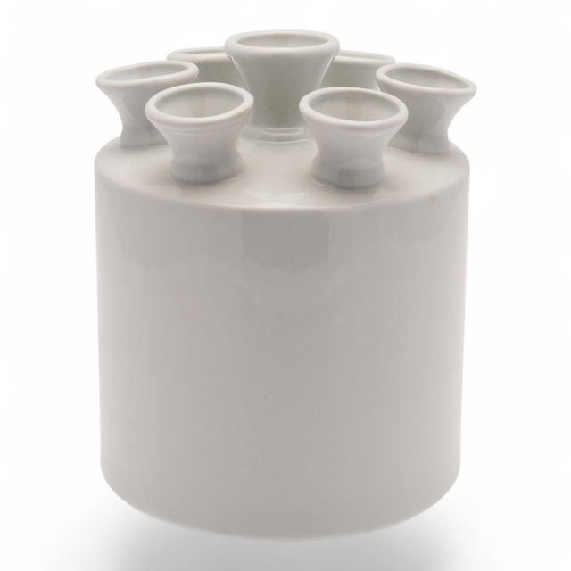 Heinen Delfts Blauw Tulpenvaas cilinder wit