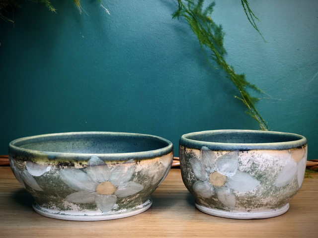 Daisies Green Bowls 