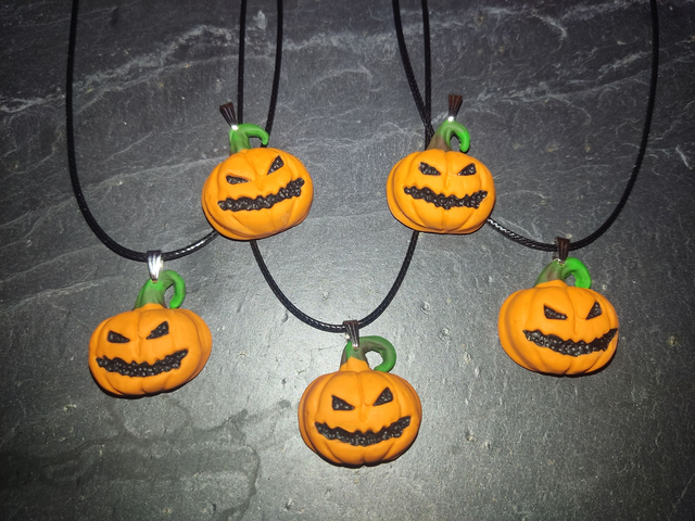 Halloween Pumpkin Necklace Handmade Polymerclay