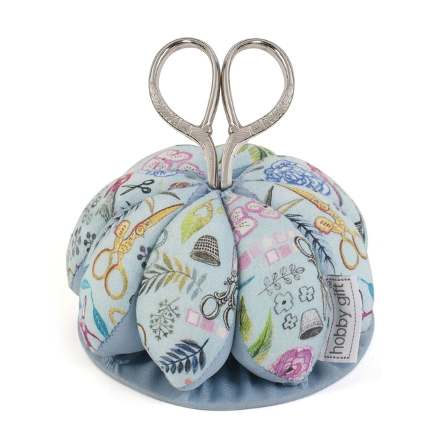 Hobby Gift -  Pincushion: with Scissors: Sewing Scissors - Light Blue 