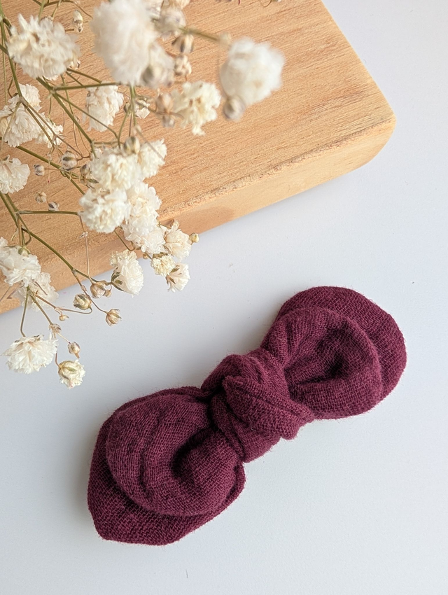 Barrette Noeud Romane pince crocodile tons rose