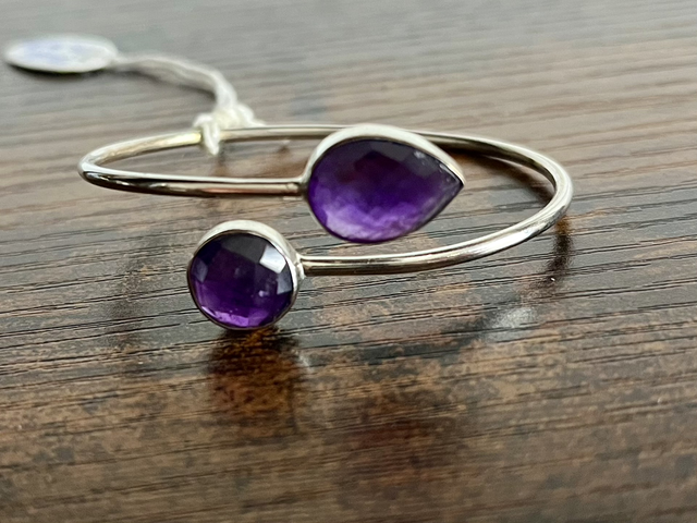 Bracelet « Jonc » en argent et Améthyste facettées