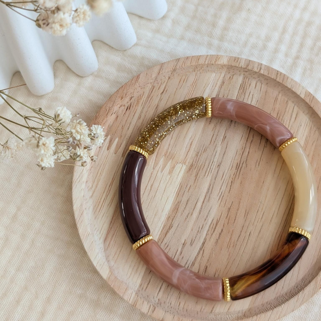 Bracelet Lison marron terracotta glitter 