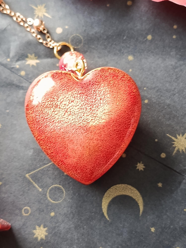 Collier cœur rouge orangé – Cœur de Mars