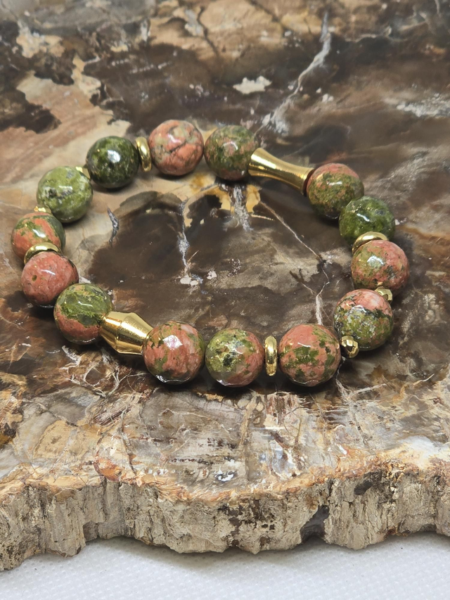 Bracelet Unakite à facette 1 cm